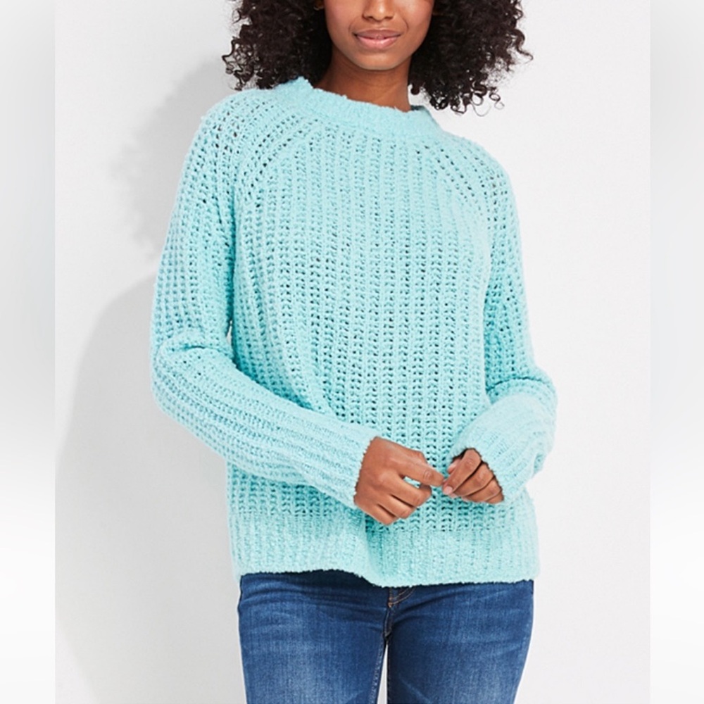 Vineyard Vines Capri Blue Cozy Fisherman Merino Wool Blend Sweater-Size Medium